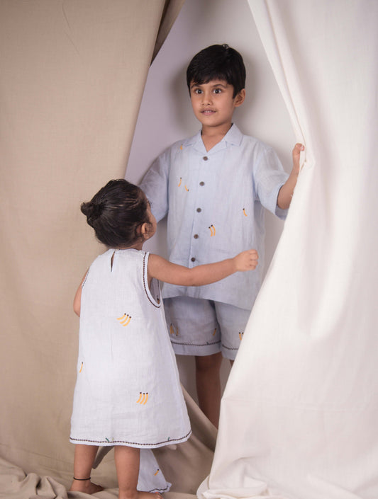 Banana Monkey linen junior frock