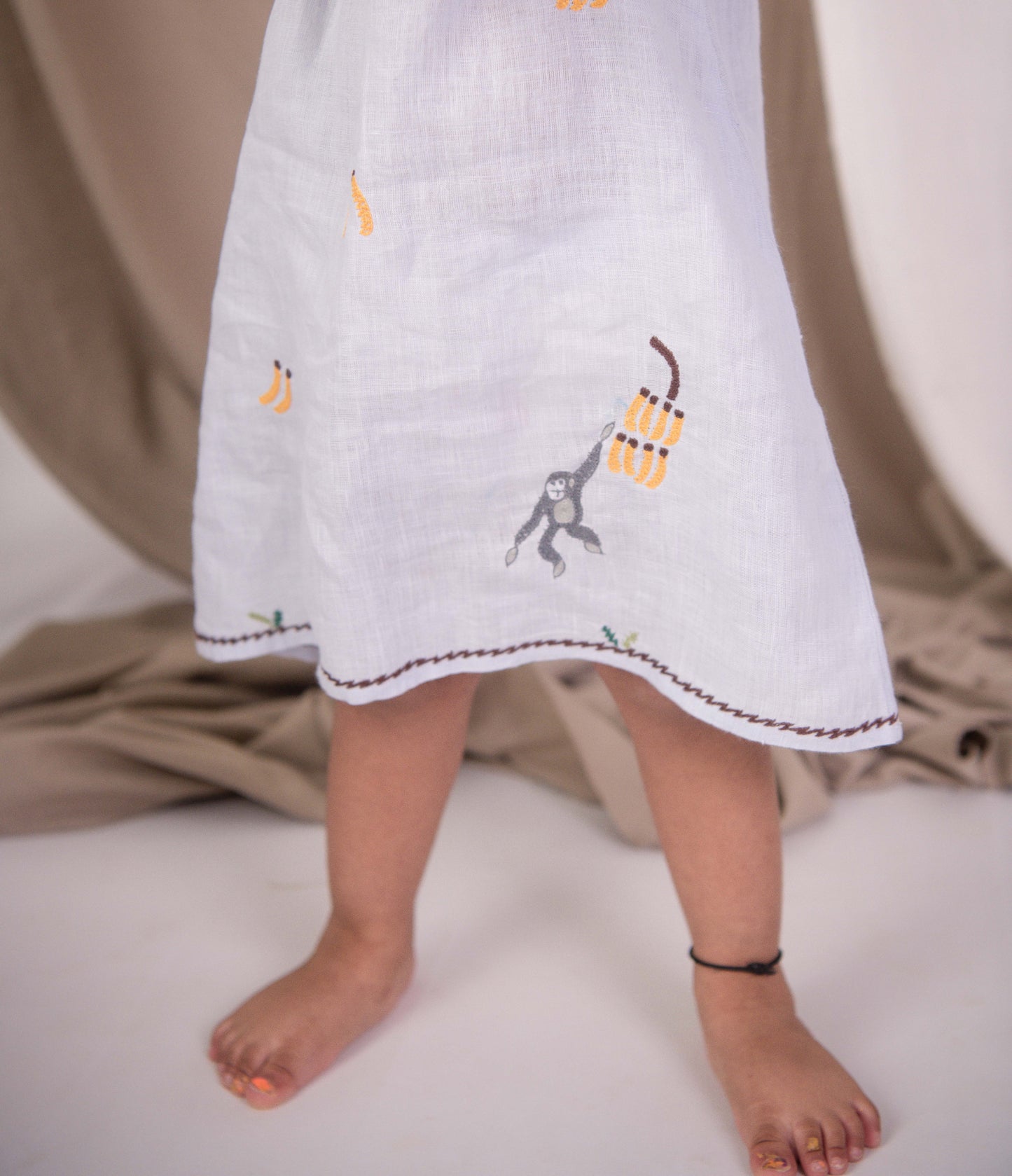 Banana Monkey linen junior frock