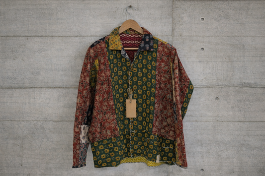 Patchwork quilted long jacket 003