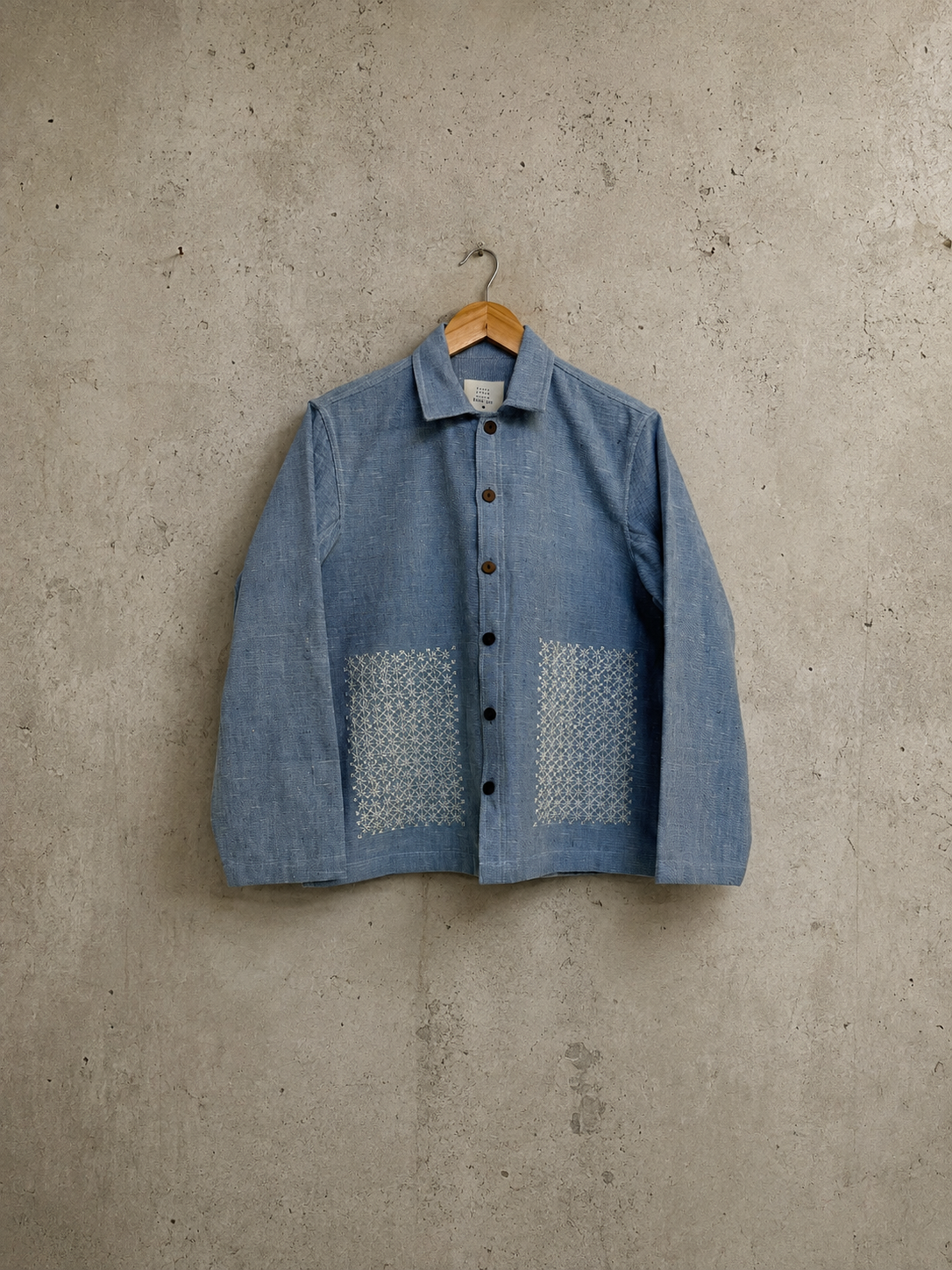 Sashiko squares denim jacket
