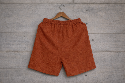Rust orange linen shorts