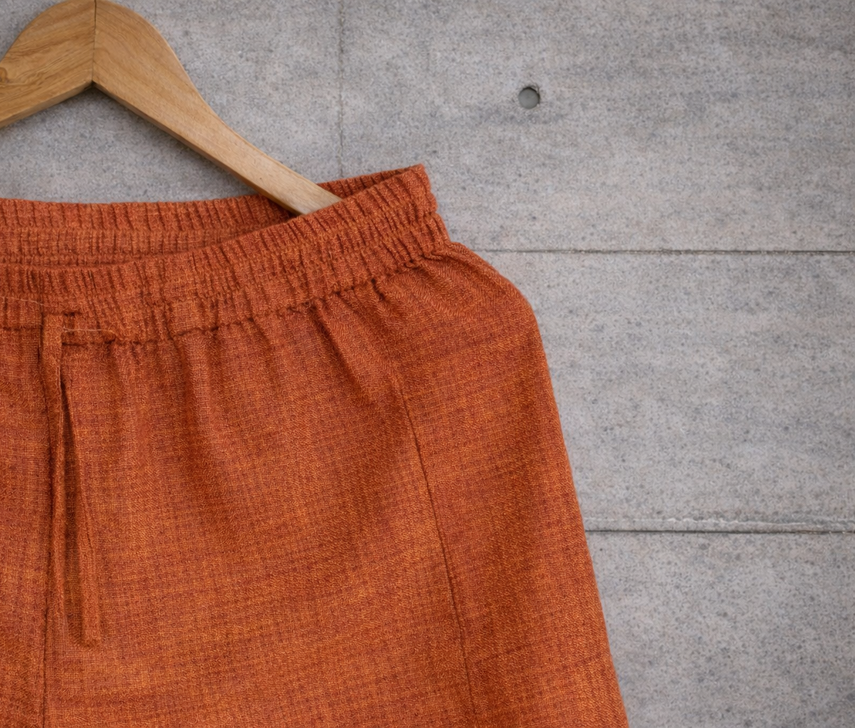 Rust orange linen shorts
