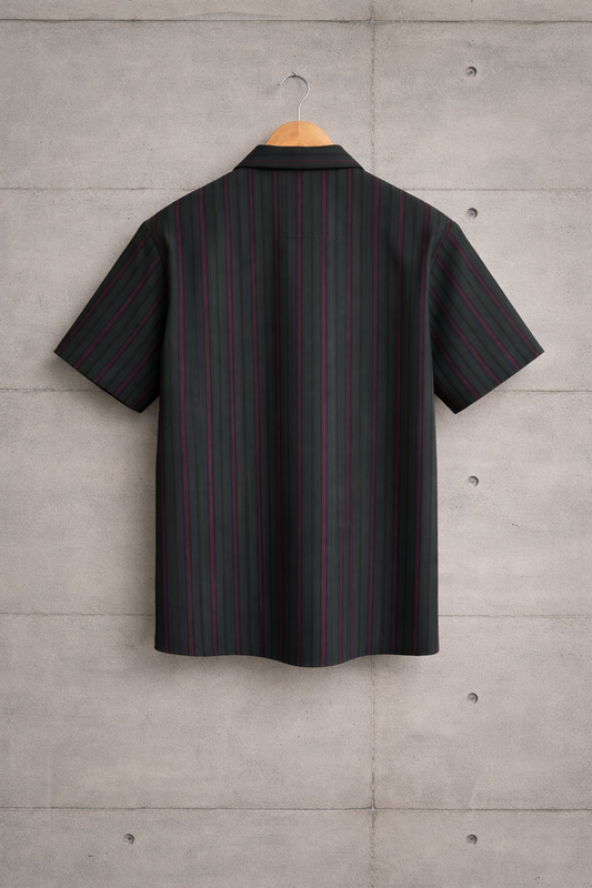 Dark green and red striped shirt