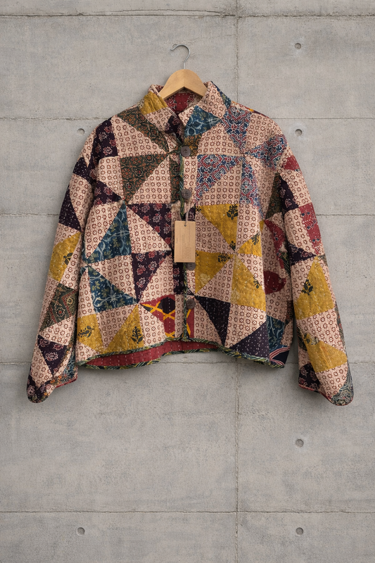 Reversible Ajrakh Patchwork Quilted Jacket 001