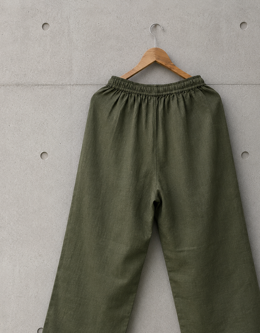 Olive Green Linen Lounge Pants