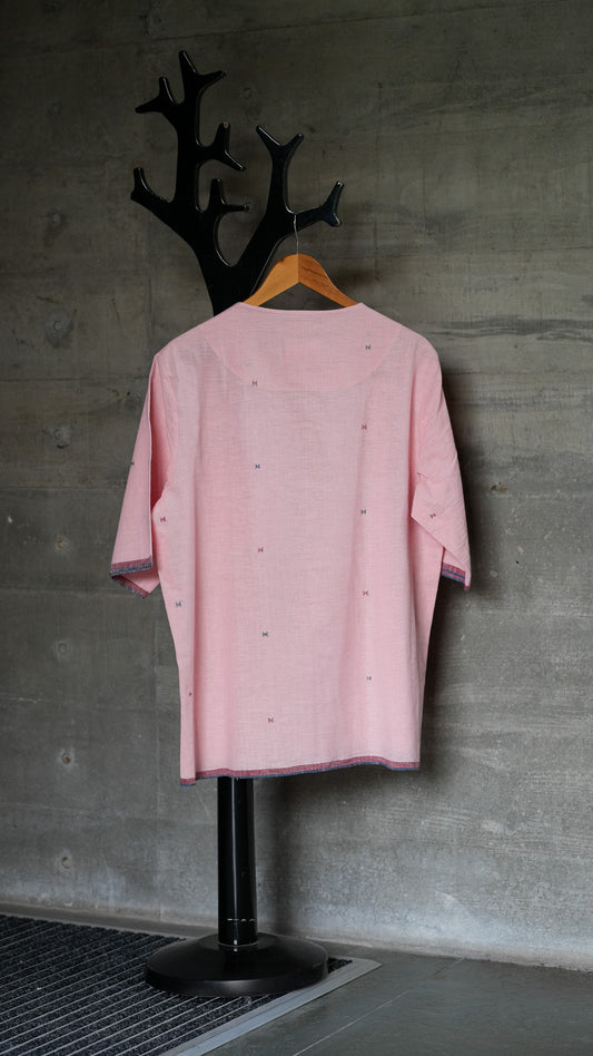 Pink Jamdani Staple Cotton T-shirt