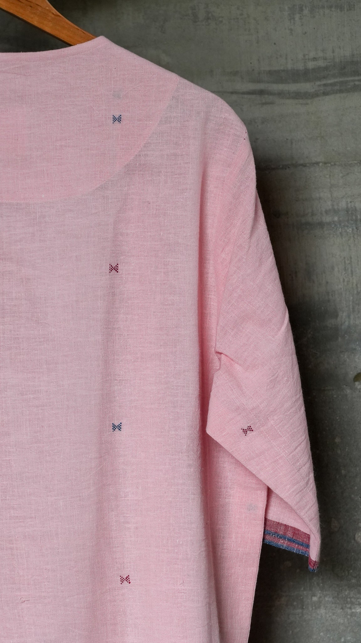 Pink Jamdani Staple Cotton T-shirt