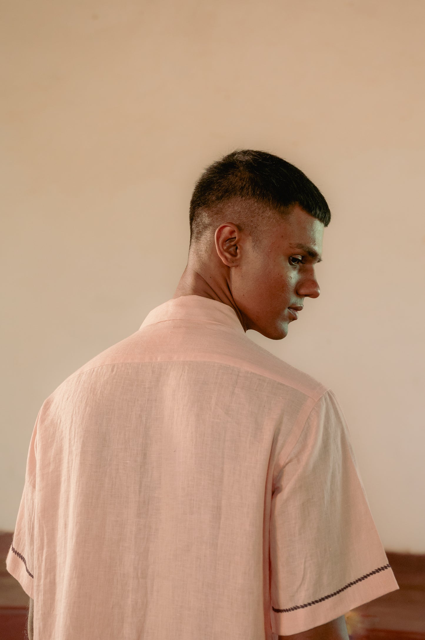 Peach Croc and Bananas linen shirt