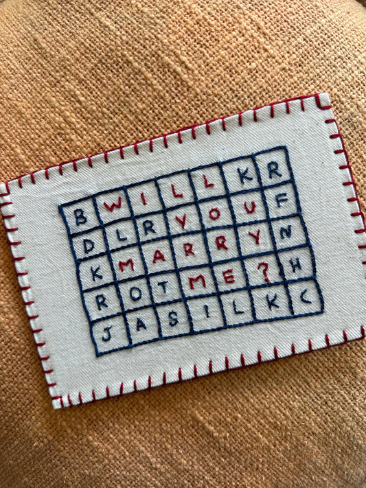 Marry me Hand-Embroidered postcards
