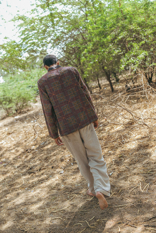 Many hands kantha linen jacket