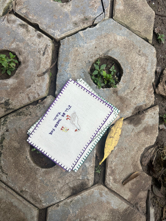 The One With the Chick and the Duck Hand-Embroidered postcard