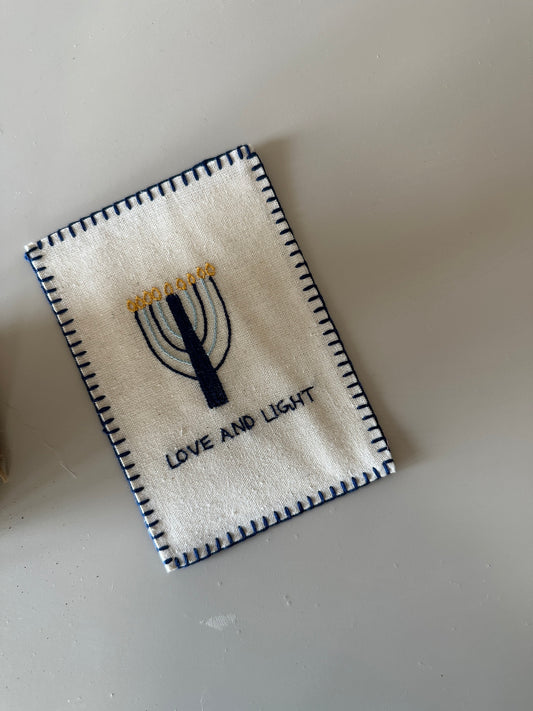 Love and light Hand-Embroidered postcard