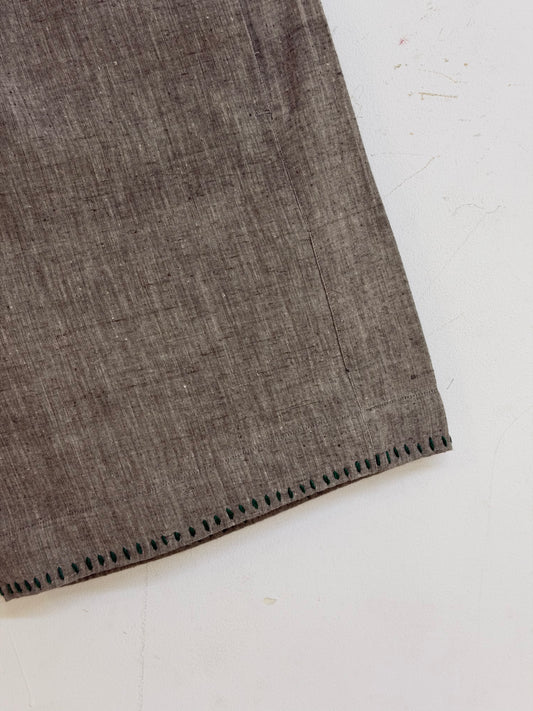 Grey embroidered edges cotton shorts