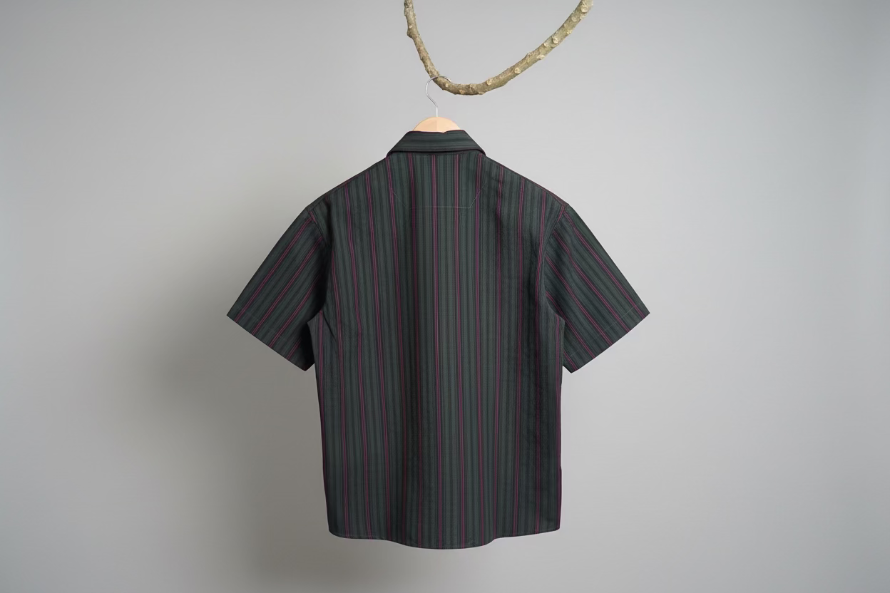 Dark green and red striped shirt