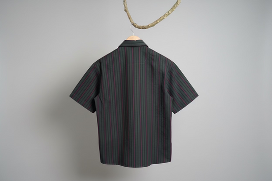 Dark green and red striped shirt