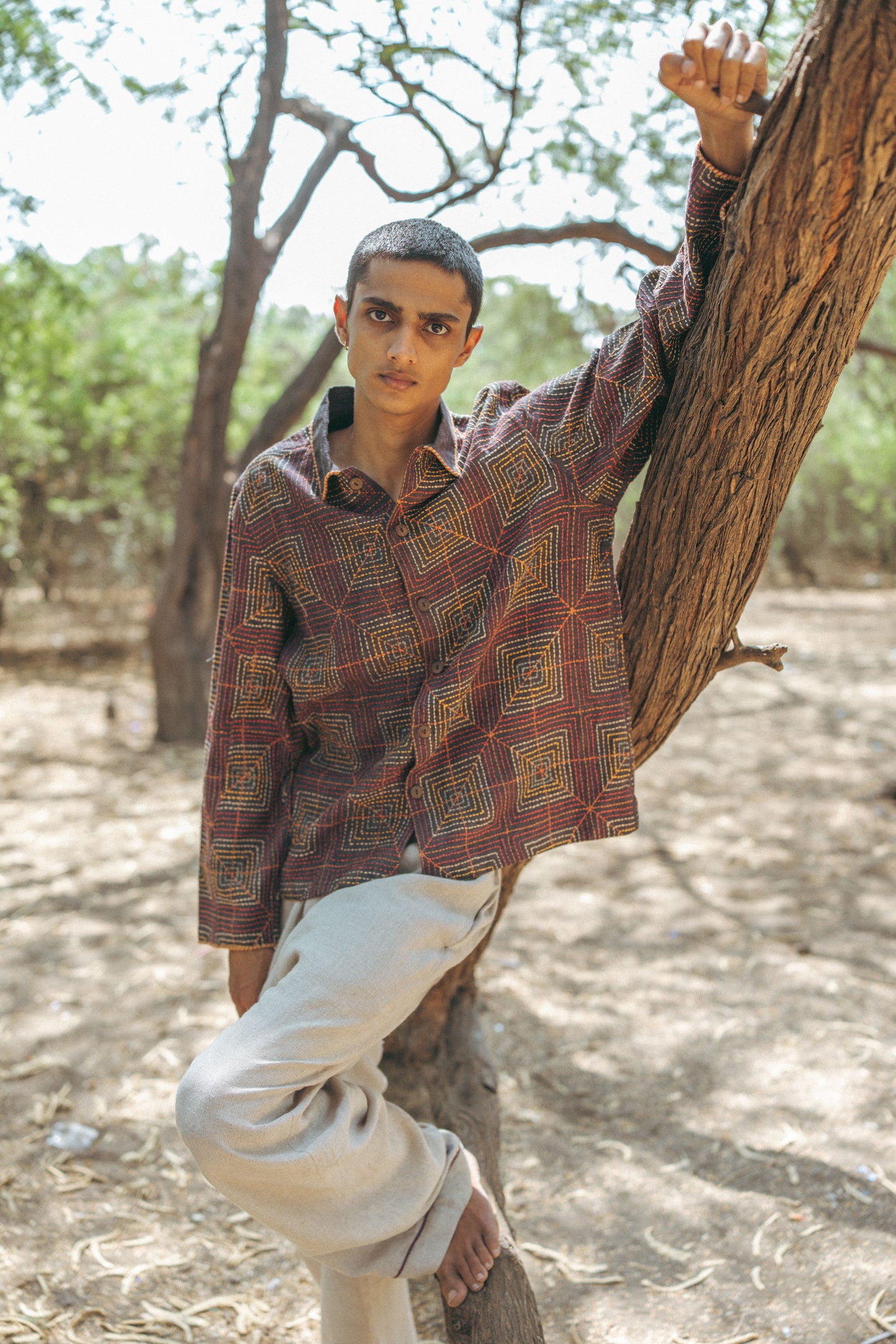 Many hands kantha linen jacket