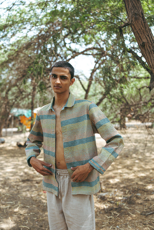 Many hands lambani linen jacket
