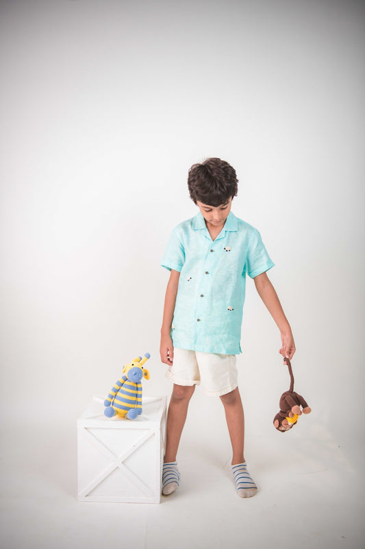 Blue sheep junior linen shirt