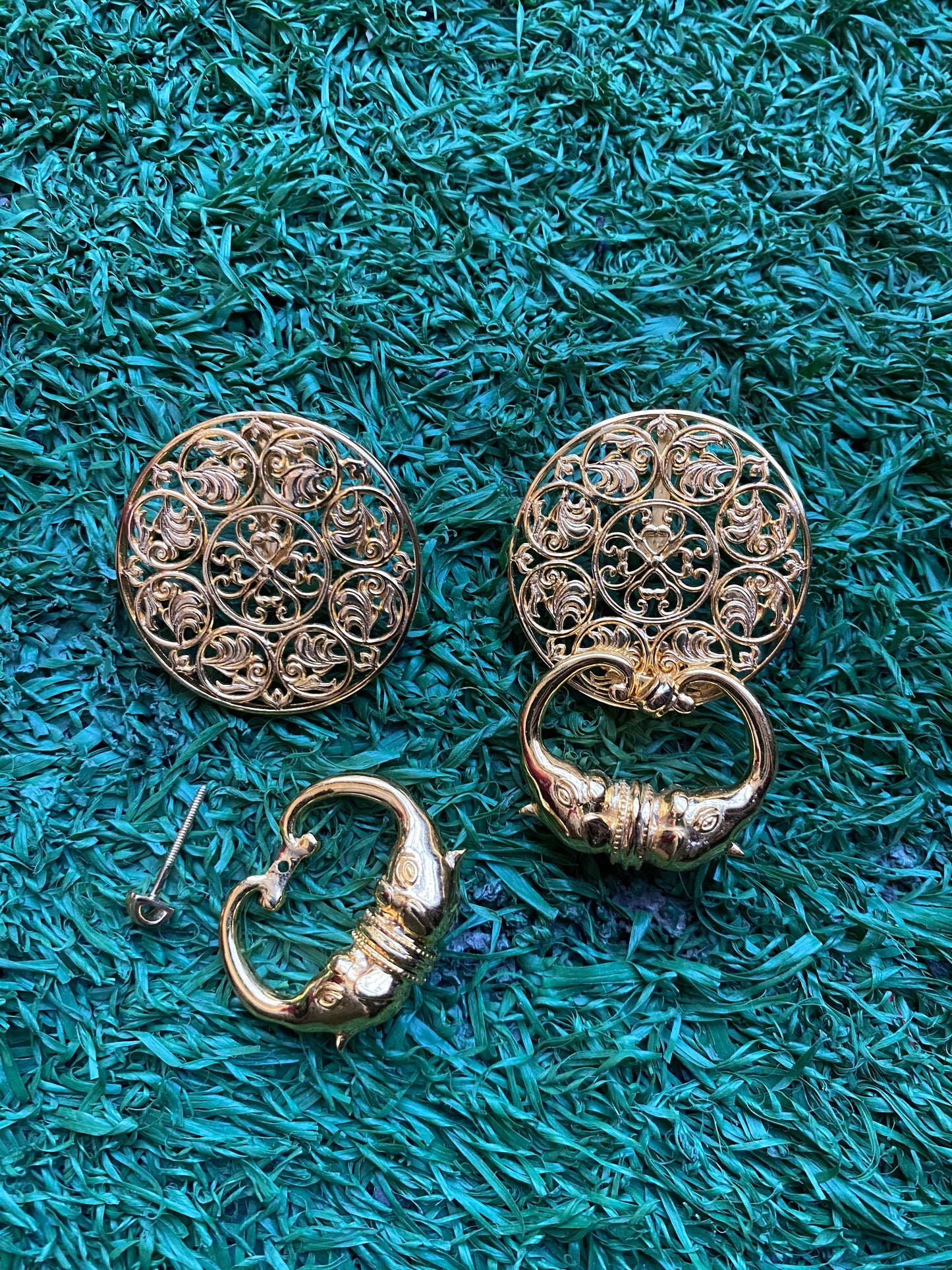 Haathi in love studs, Hand-crafted, Brass, Gold-plated