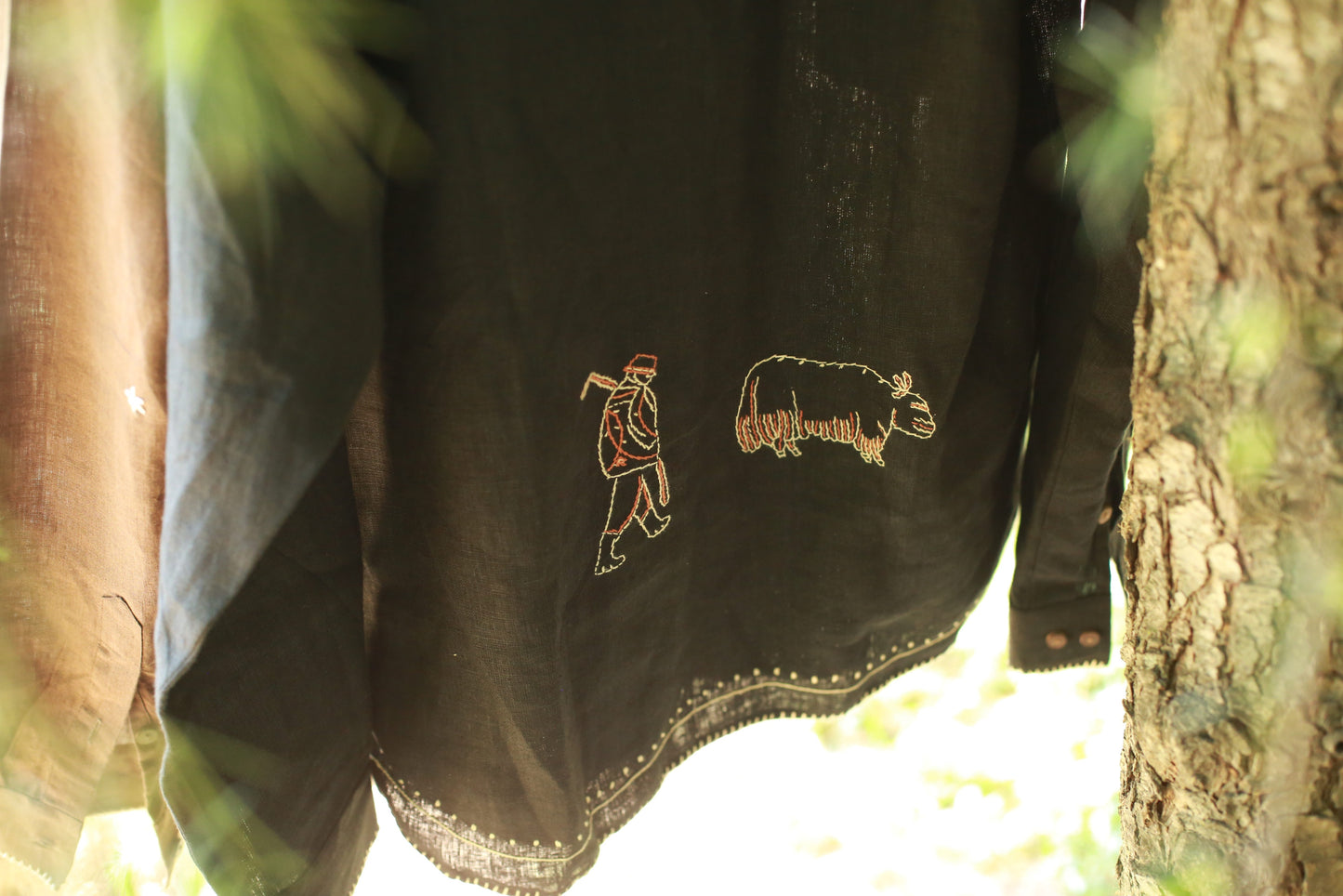 Yak and me black linen shirt