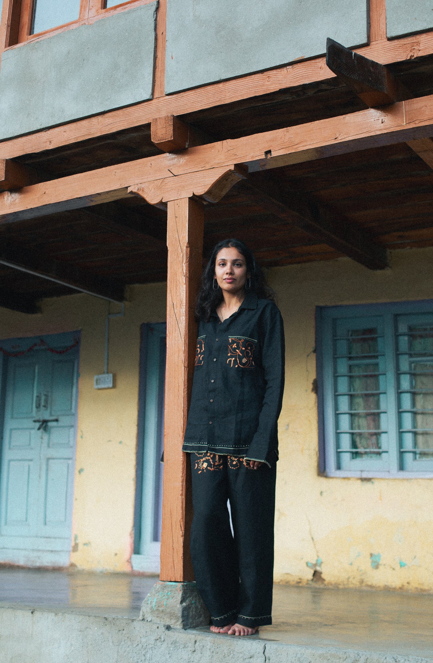 Yak and me black linen shirt