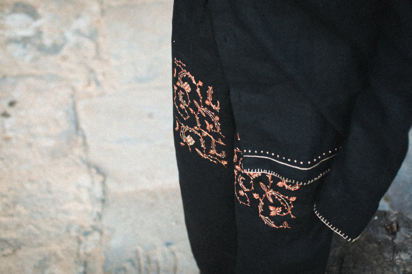 Black Pashmina embroidered lounge pants