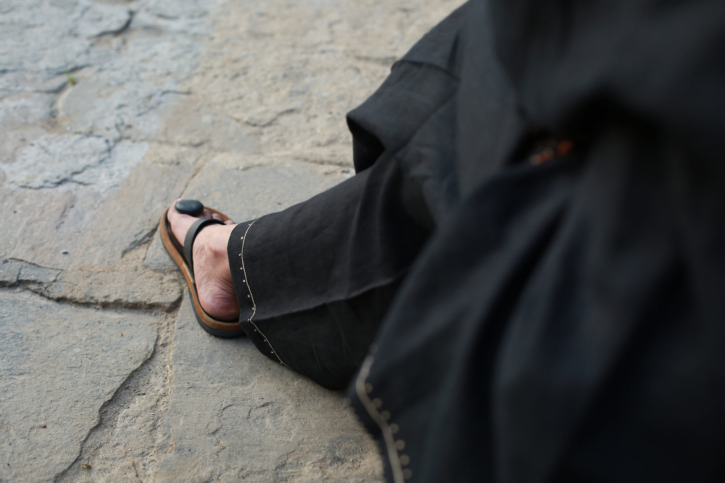 Black Pashmina embroidered lounge pants