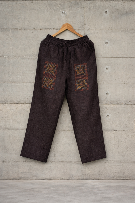 Kantha squares linen lounge pants