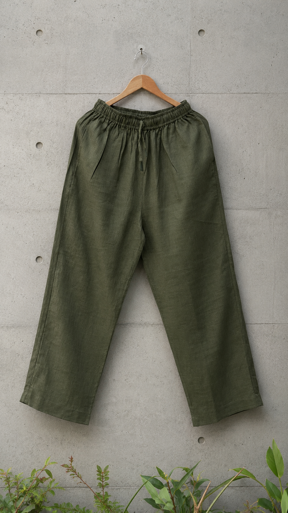 Olive Green Linen Lounge Pants