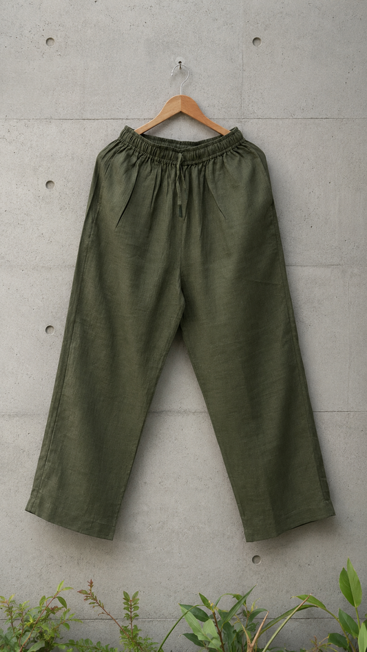 Olive Green Linen Lounge Pants