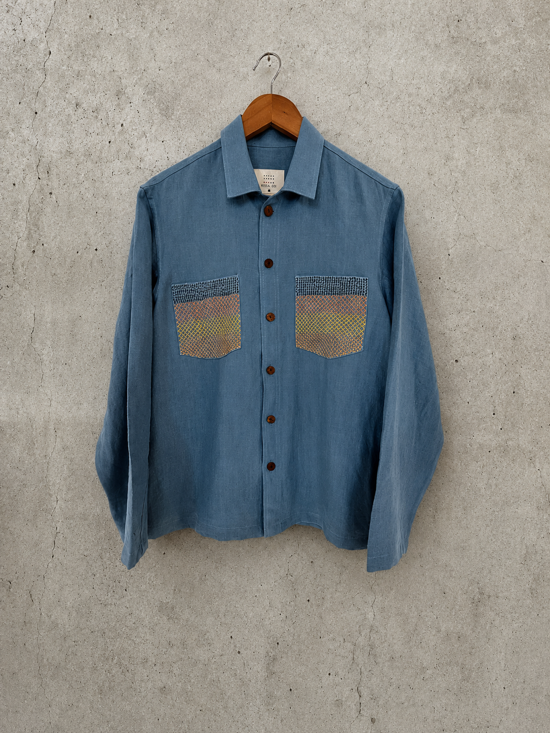 Lambani pockets blue linen shirt
