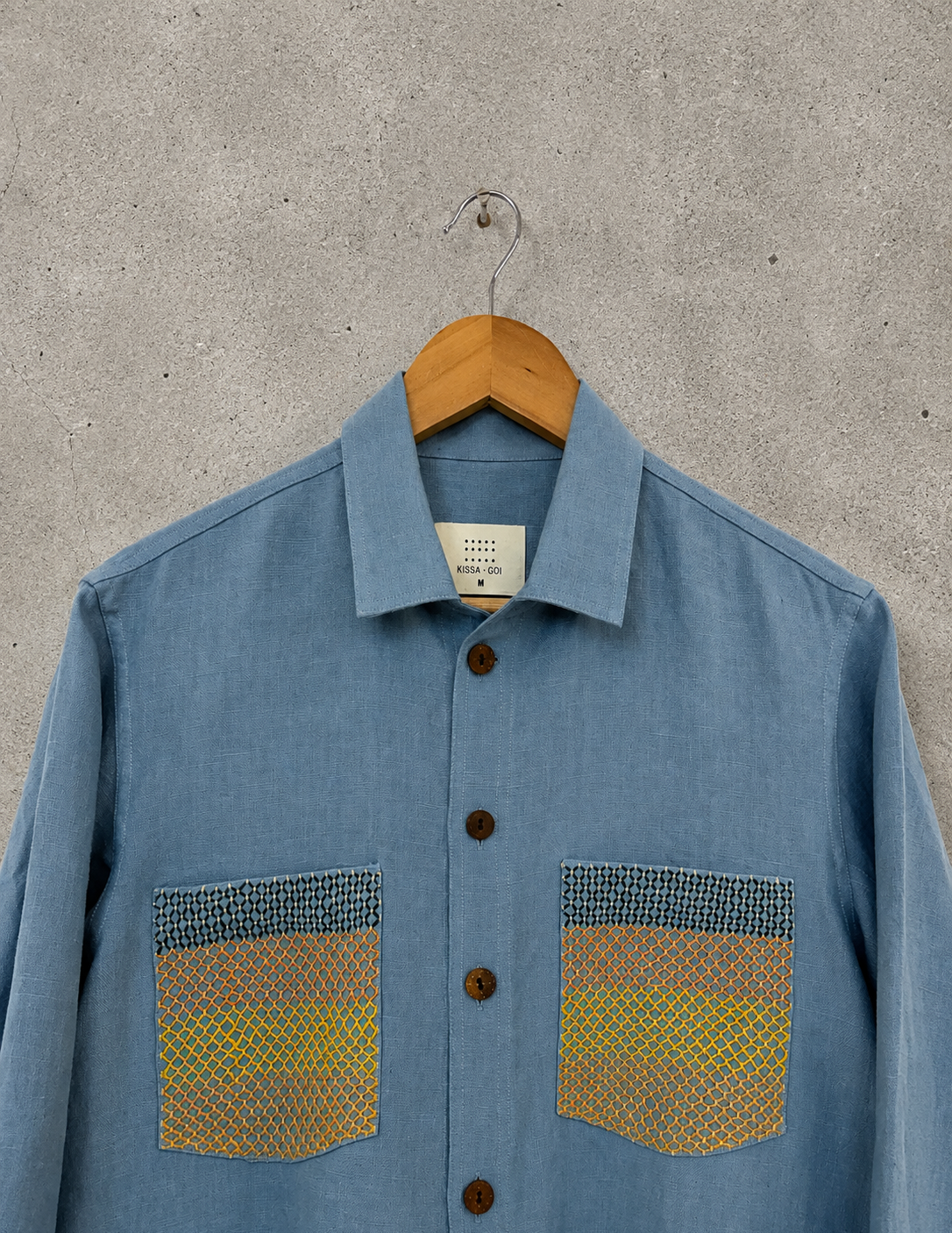 Lambani pockets blue linen shirt