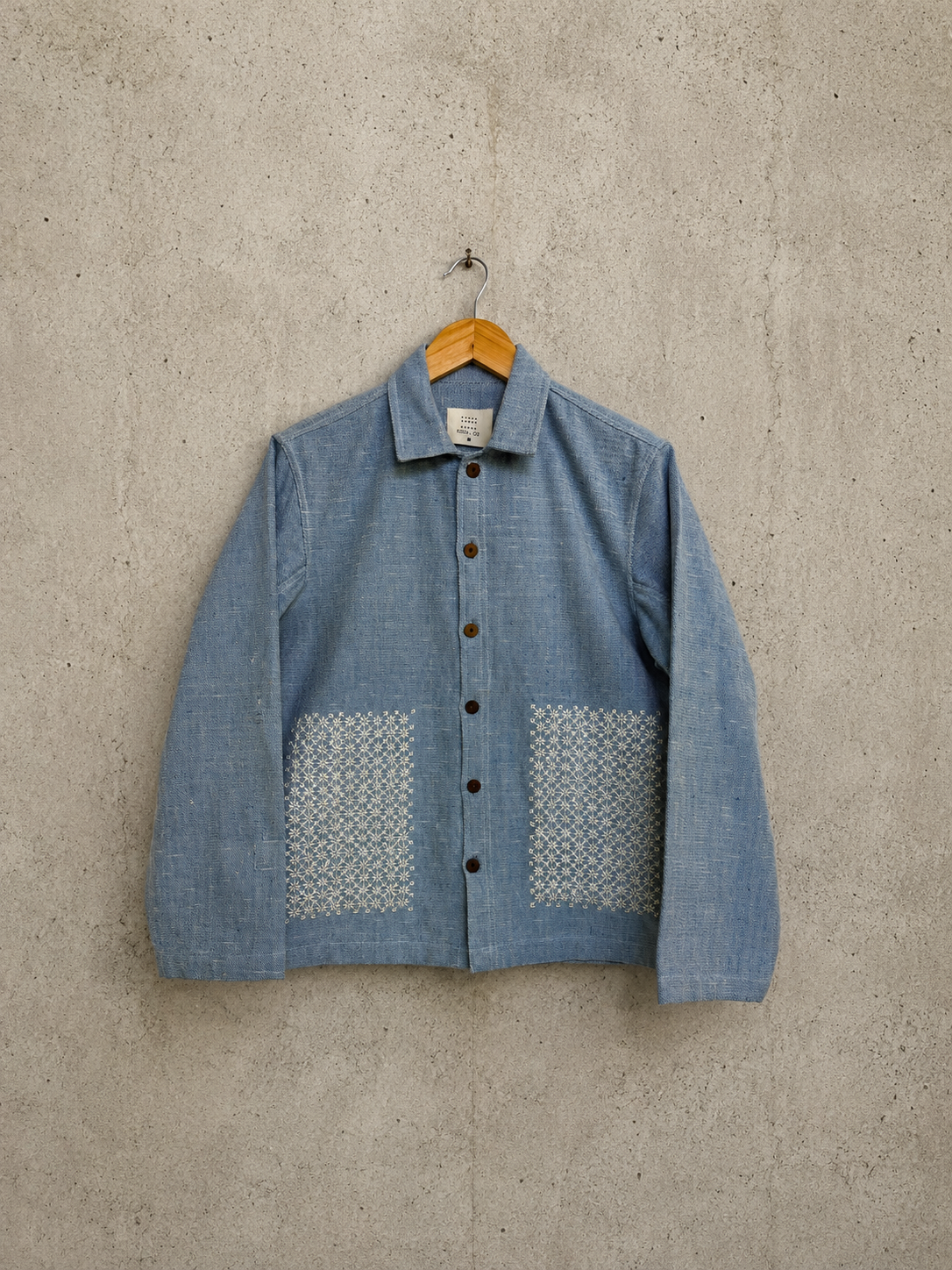 Sashiko squares denim jacket