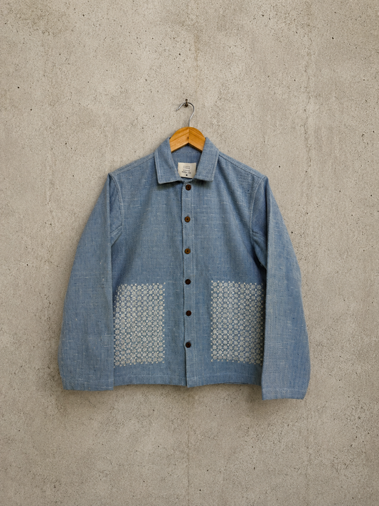 Sashiko squares denim jacket