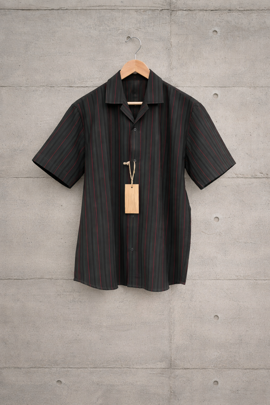 Dark green and red striped shirt