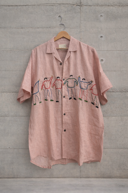 Early riser's peach linen shirt