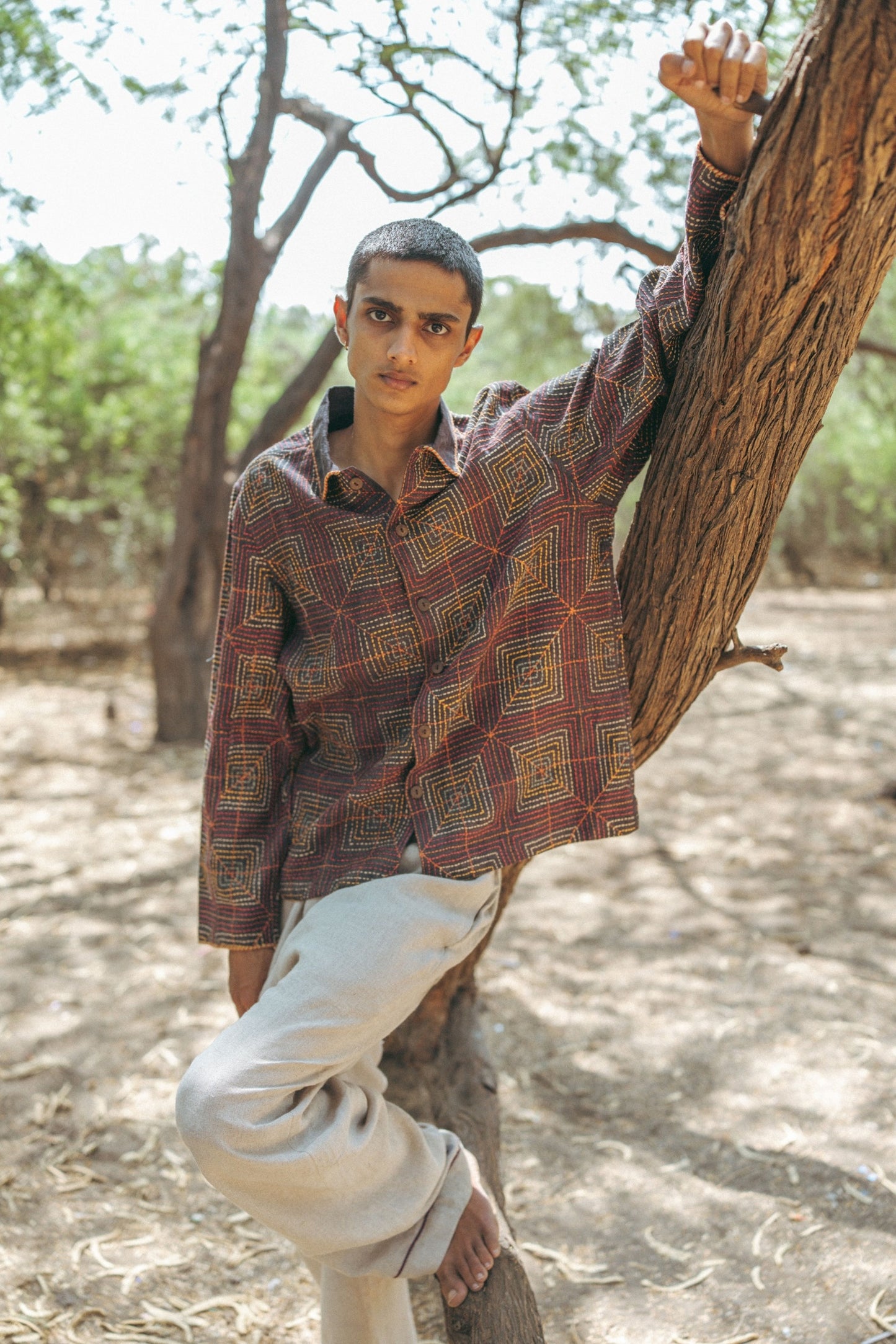 Many hands kantha linen jacket
