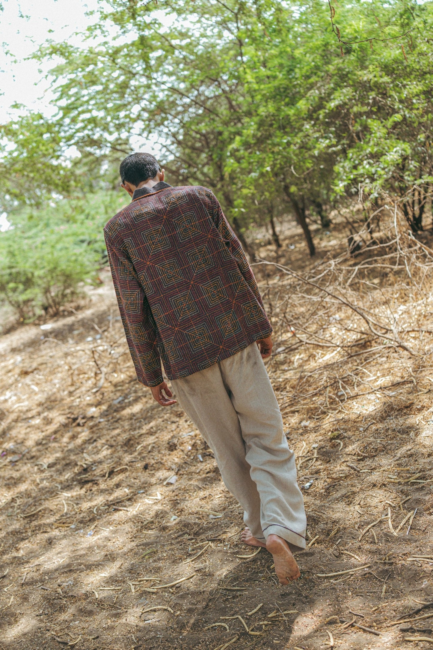 Many hands kantha linen jacket