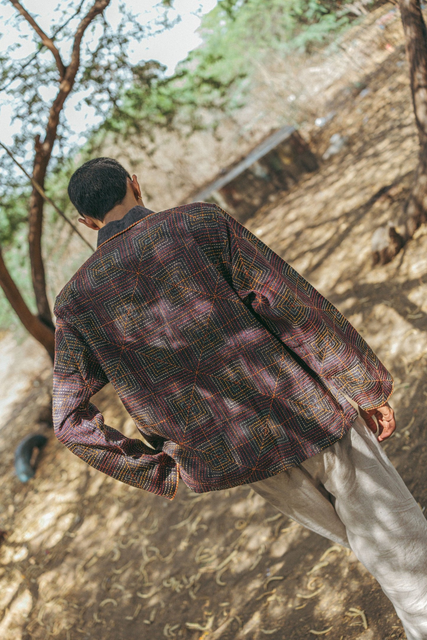 Many hands kantha linen jacket