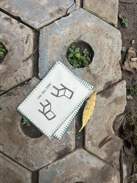 Here For You Hand-Embroidered postcard