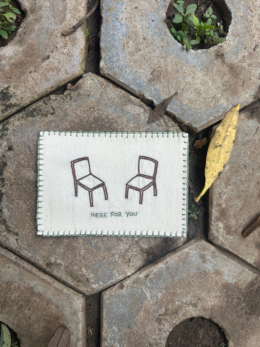 Here For You Hand-Embroidered postcard