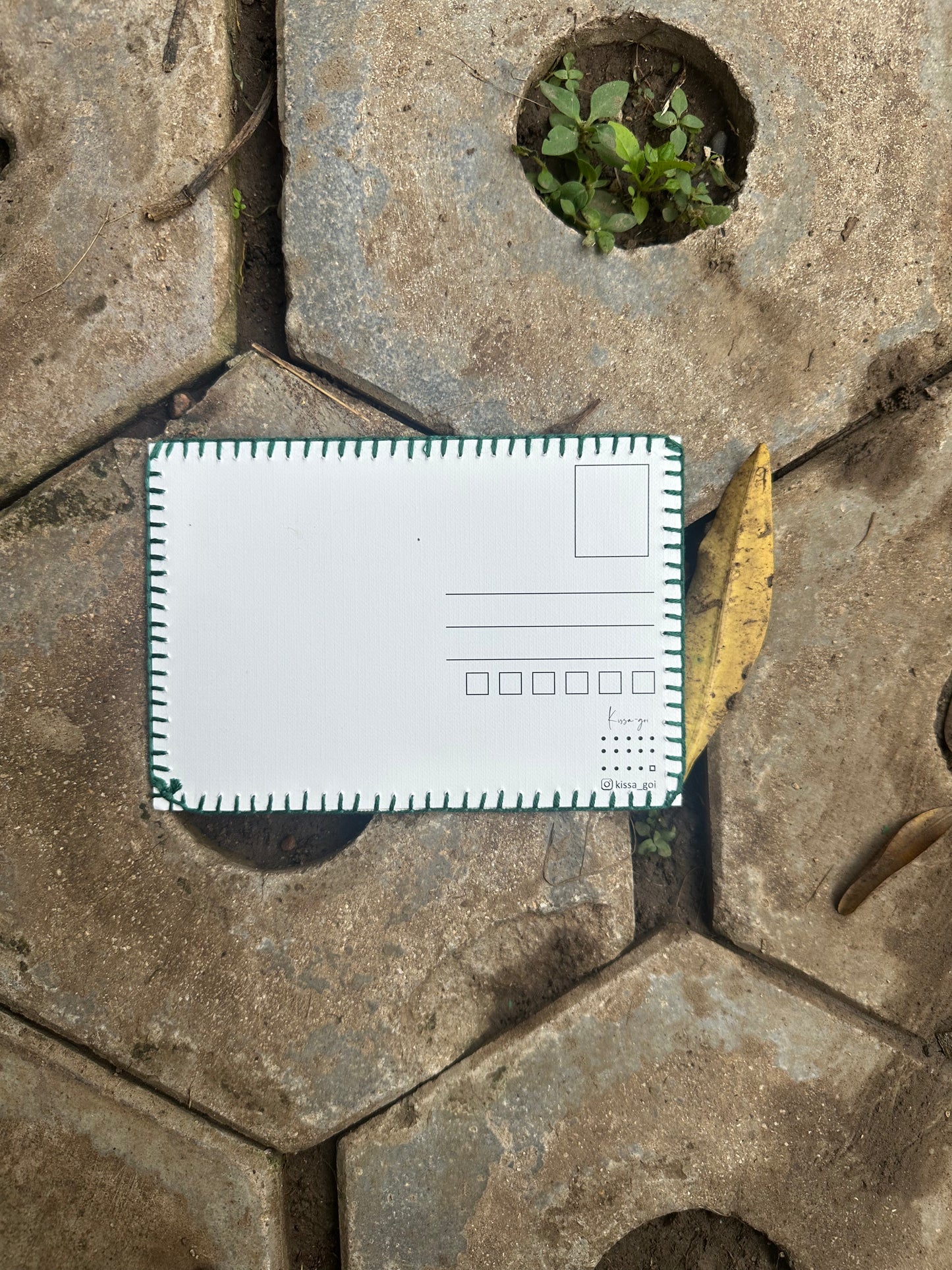 Small acts of hope hand-embroidered postcard