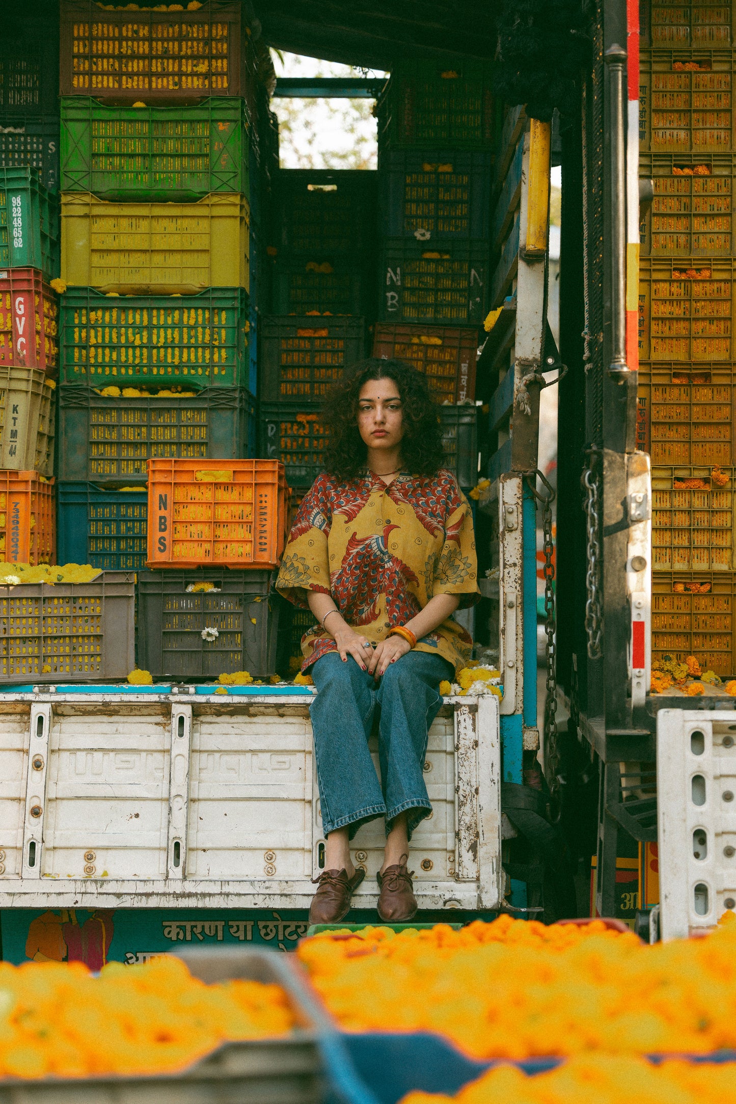 Machli kalamkari linen shirt
