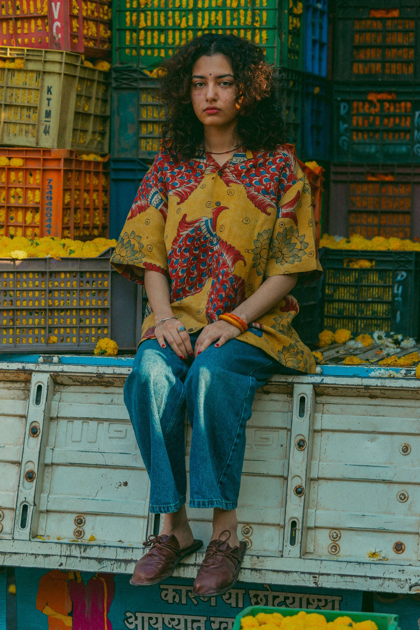 Machli kalamkari linen shirt