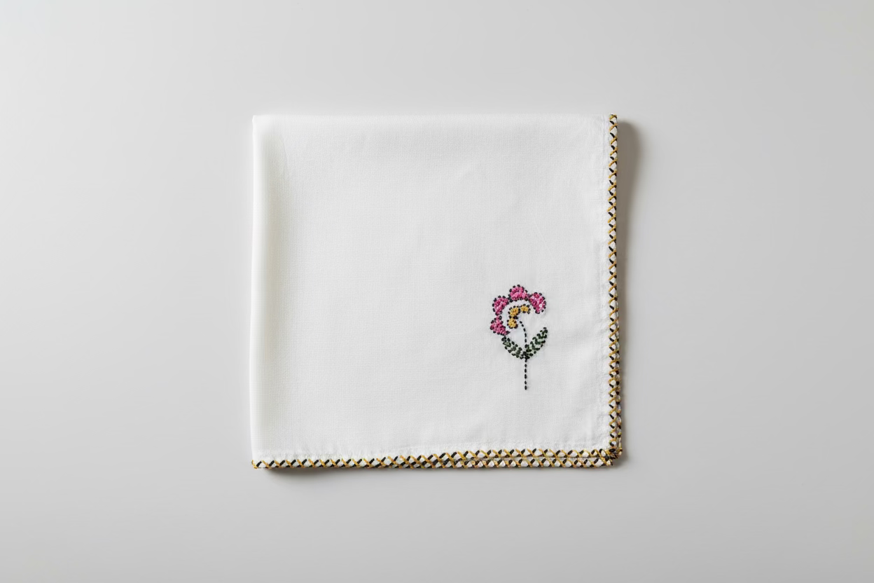 hand-embroidered Kantha napkin