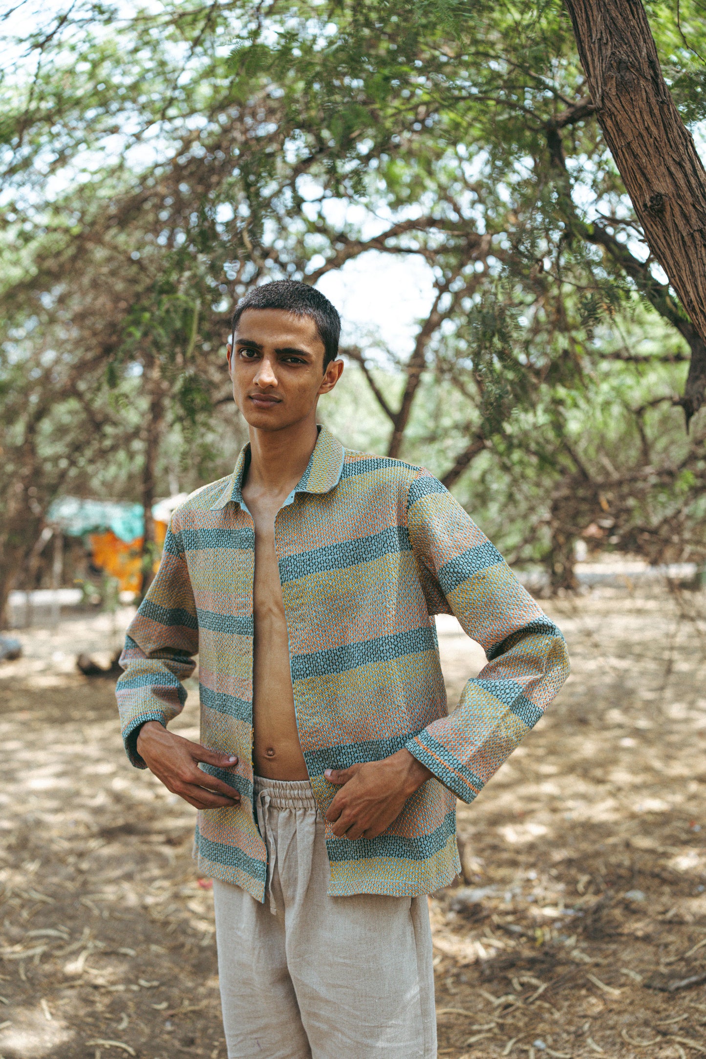 Many hands lambani linen jacket