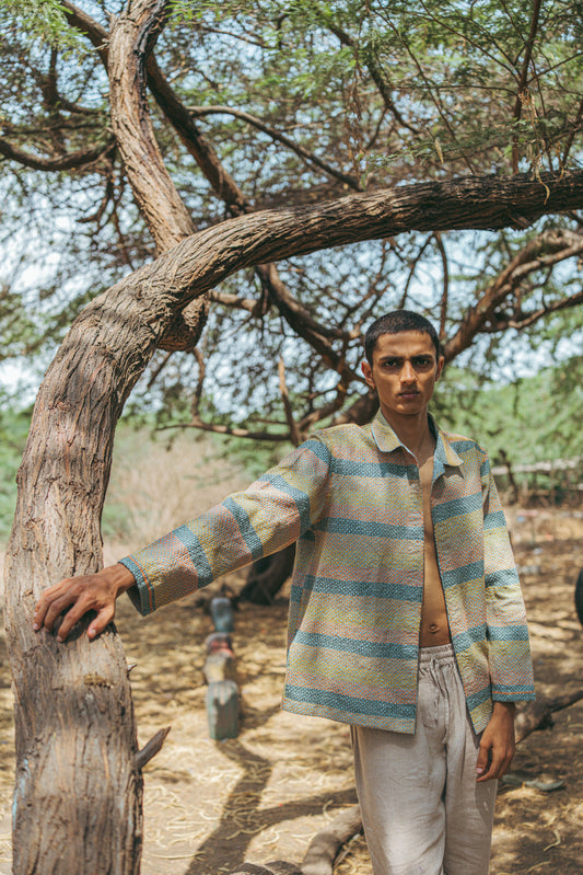 Many hands lambani linen jacket
