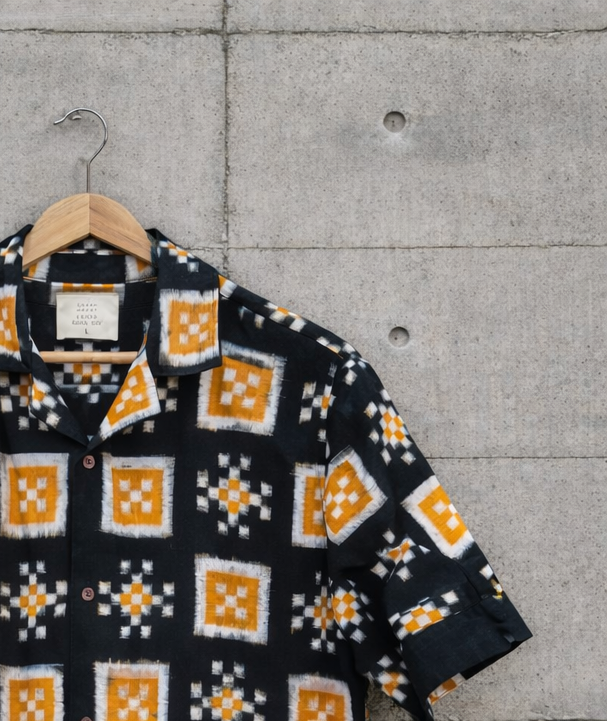 Black ikhat blocks shirt